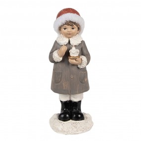 26PR4949 Figur Kind 14 cm Grau Polyresin Weihnachtsfiguren