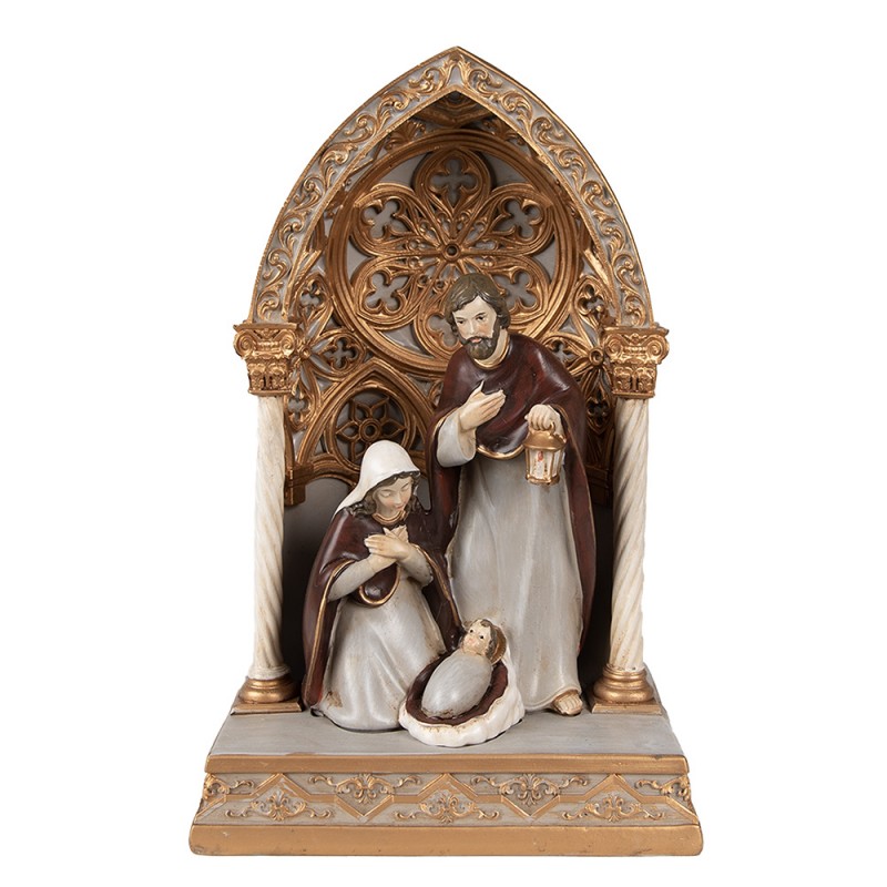 6PR4953 Christmas Decoration with LED Lighting Nativity Scene 16x11x24 cm Gold colored Polyresin