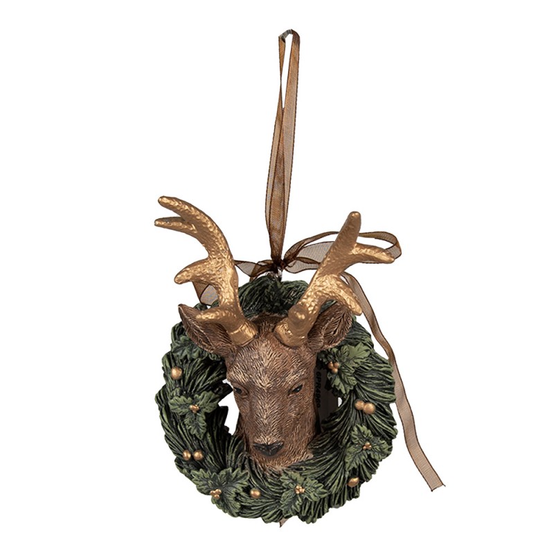 6PR4969 Christmas Ornament Deer 11 cm Green Polyresin Christmas Tree Decorations