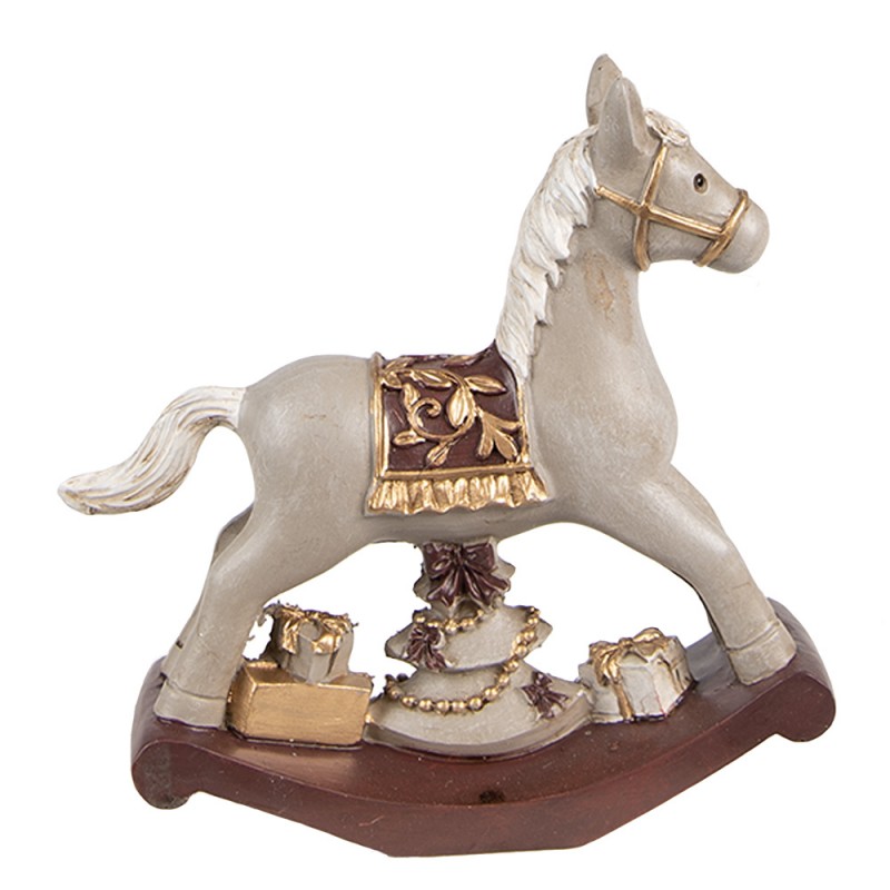 6PR4970 Figurine Rocking Horse 11 cm Grey Polyresin Christmas Figurines