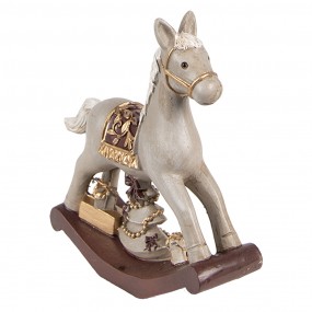 26PR4970 Figurine Cheval à bascule 11 cm Gris Polyrésine Figurines de Noël