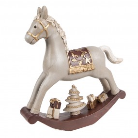 26PR4971 Figurine Cheval à bascule 18 cm Gris Polyrésine Figurines de Noël