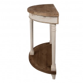 25H0672 Side Table 83x40x87 cm Beige Brown Wood Semicircle Console Table