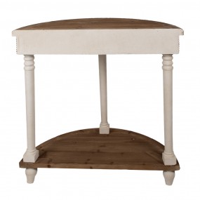 25H0672 Side Table 83x40x87 cm Beige Brown Wood Semicircle Console Table