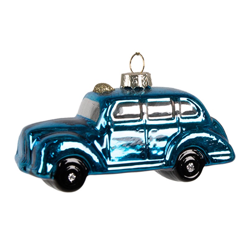 6GL4328 Ornamento Natalizio Auto 5 cm Blu Vetro Decorazioni Albero Natale