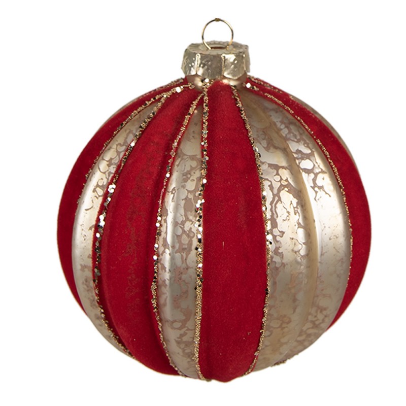 6GL4329 Christmas Bauble Ø 10 cm Gold colored Red Glass Christmas Tree Decorations