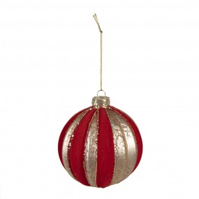 26GL4329 Boule de Noël Ø 10 cm Couleur or Rouge Verre Décorations d'arbre de Noël