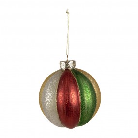 26GL4338 Christmas Bauble Ø 10 cm Red Green Glass Christmas Tree Decorations