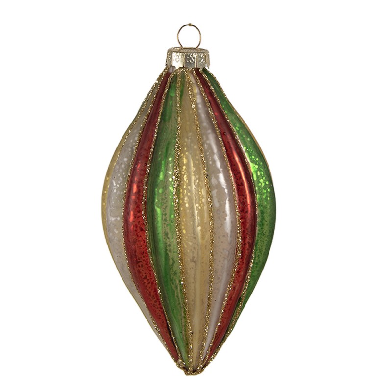 6GL4339 Christmas Bauble Ø 7 x13 cm Red Green Glass Christmas Tree Decorations
