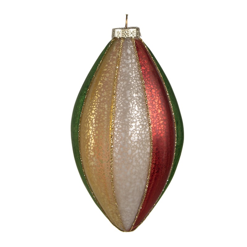 6GL4340 Christmas Bauble Ø 8x15 cm Red Green Glass Christmas Tree Decorations