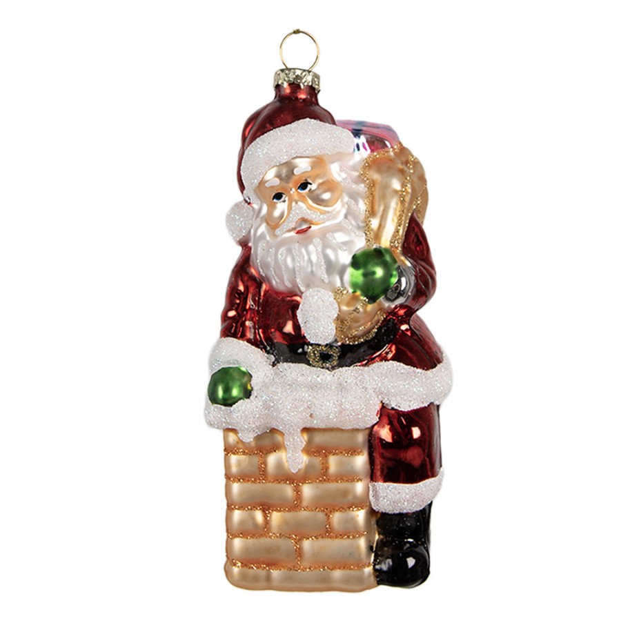 6GL4351 Christmas Ornament Santa Claus 12 cm Red Glass Christmas