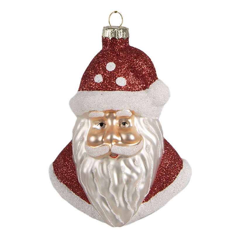 6GL4354 Ornamento Natalizio Babbo Natale  12 cm Rosso Vetro Decorazioni Albero Natale