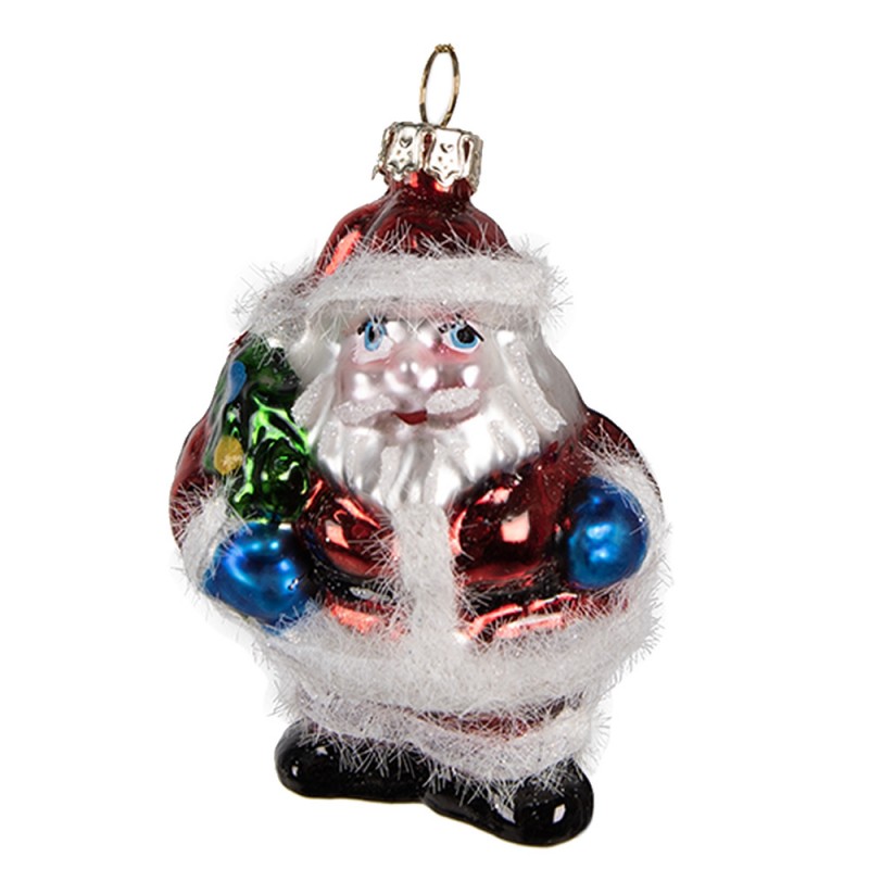 6GL4355 Christmas Ornament Santa Claus 8 cm Red Glass Christmas Tree Decorations