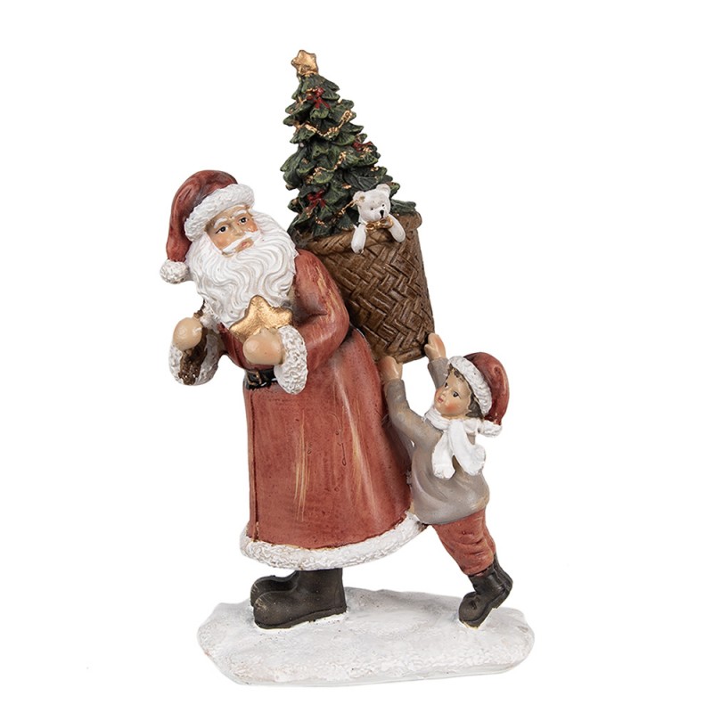6PR4958 Christmas Decoration with LED Lighting Santa Claus 27 cm Red Polyresin