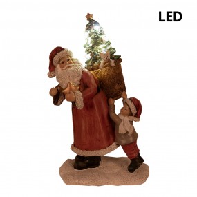 26PR4958 Weihnachtsdekoration mit LED-Beleuchtung Weihnachtsmann 27 cm Rot Polyresin