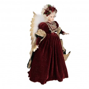 250764 Christmas Decoration with LED Lighting and Music Angel 65 cm Red Plastic