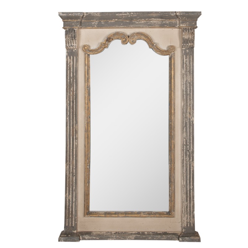 52S296 Specchio 90x153 cm Grigio Beige Legno Vetro Specchio da parete