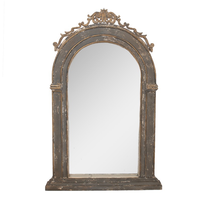52S297 Specchio 73x7x115 cm Grigio Beige Vetro Legno Specchio da parete