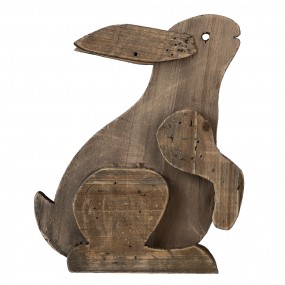 26H2022 Figurine Rabbit 20x12x26 cm Brown Wood Decorative Figurine