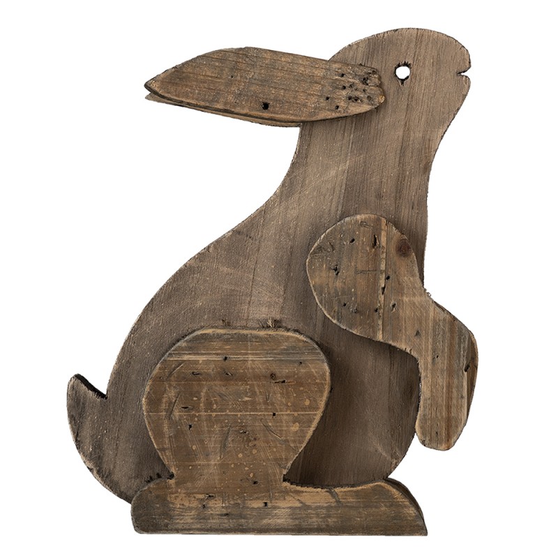 6H2022 Figurine Rabbit 20x12x26 cm Brown Wood Decorative Figurine