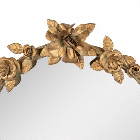 262S283 Spiegel 39x5x44 cm Goldfarbig Glas Blumen Rund Wandspiegel