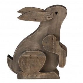 26H2022 Figurine Rabbit 20x12x26 cm Brown Wood Decorative Figurine