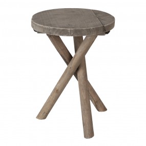 26H2023 Plant Table Ø 24x32 cm Brown Wood Round Plant Stand
