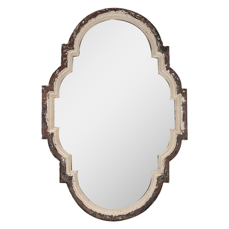 52S300 Specchio 63x4x91 cm Marrone Beige Legno Vetro Specchio da parete