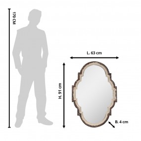 252S300 Specchio 63x4x91 cm Marrone Beige Legno Vetro Specchio da parete