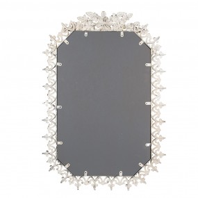 252S302 Mirror 63x93 cm Grey Green Metal Glass Flowers Wall Mirror
