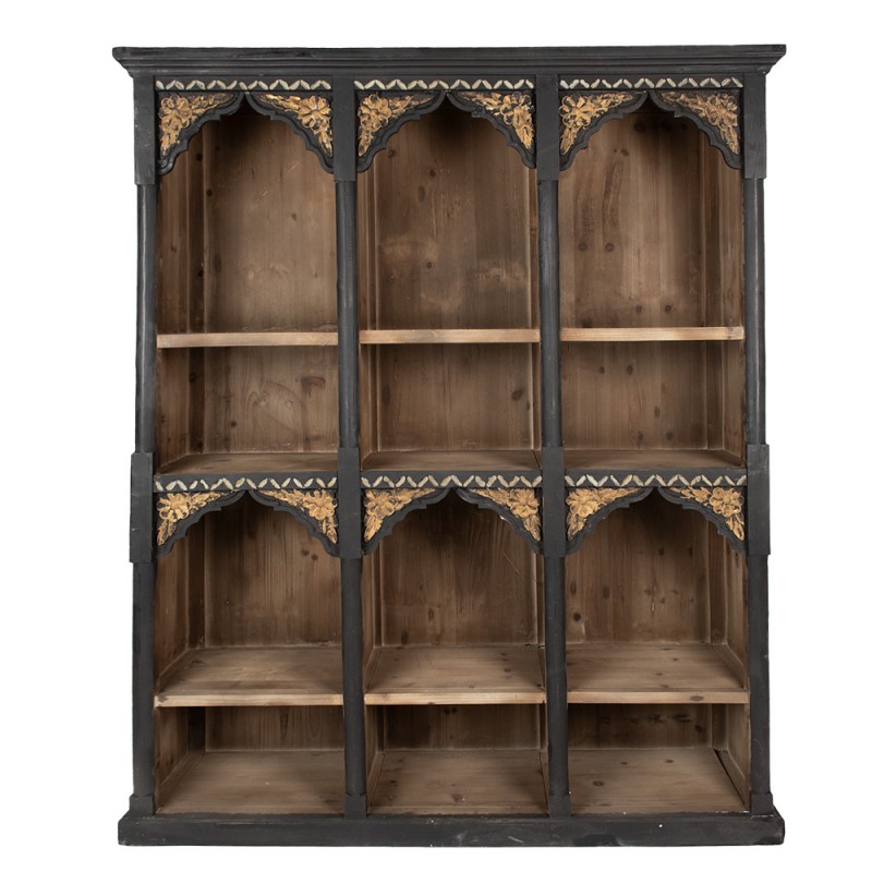 5H0670 Bookcase 152x40x193 cm Black Wood Compartment Cabinet
