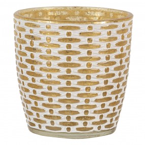 26GL3220 Tealight Holder Ø 9x9 cm Gold colored Glass Round Tea-light Holder