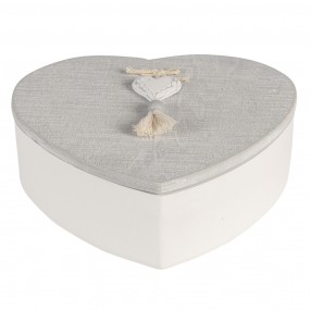 26H2028 Storage Box 18x18x6 cm Grey White Wood Heart Heart-Shaped Storage Case