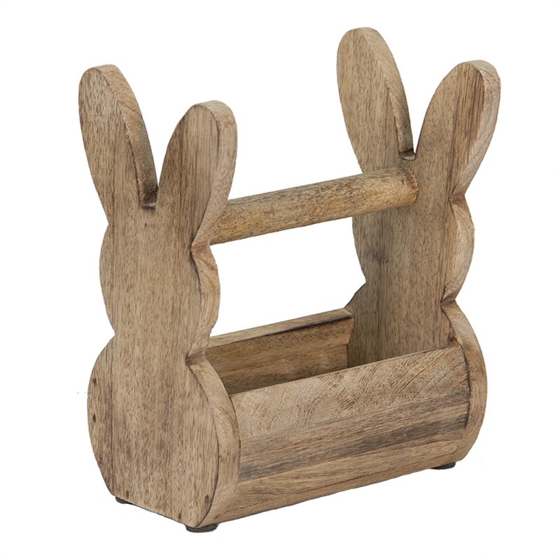 6H2157M Wooden Box Rabbit 16x10x20 cm Brown Wood Storage Chest
