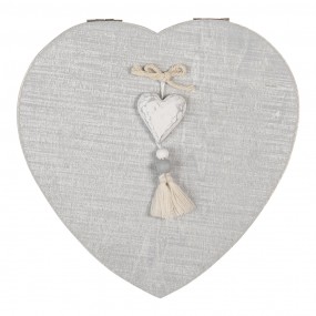 26H2028 Storage Box 18x18x6 cm Grey White Wood Heart Heart-Shaped Storage Case