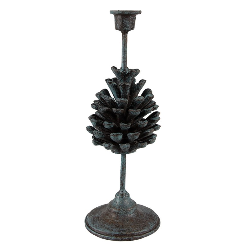 6Y5425 Candle holder Pinecone 27 cm Green Iron Candle Holder