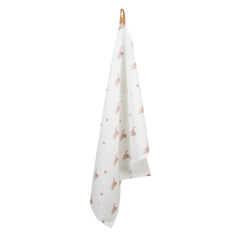 KCS42-1 Tea Towel  50x70 cm Beige Brown Cotton Cats Rectangle Kitchen Towel