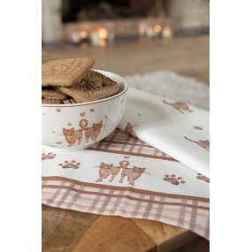 2KCS42-1 Tea Towel  50x70 cm Beige Brown Cotton Cats Rectangle Kitchen Towel