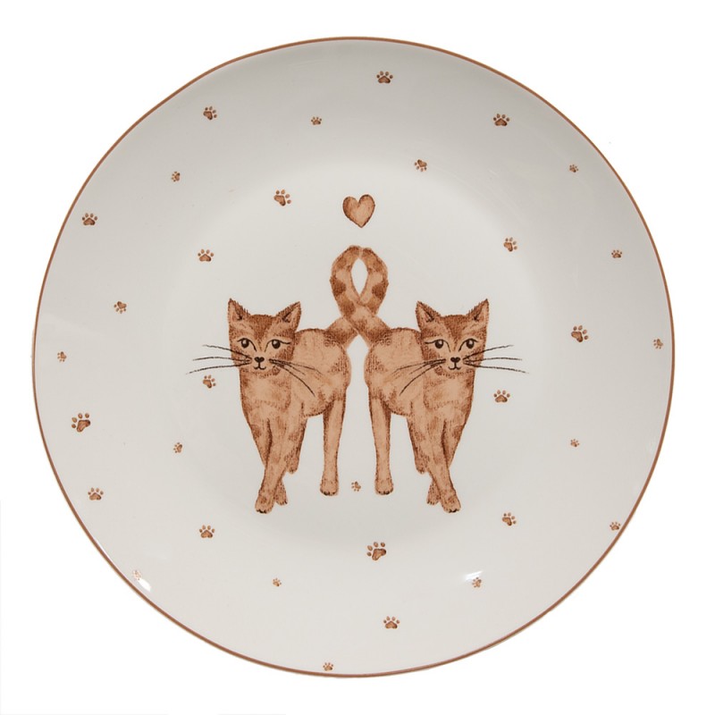 KCSDP Breakfast Plate Ø 20 cm White Brown Porcelain Cats Plate