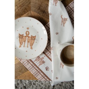 2KCSDP Breakfast Plate Ø 20 cm White Brown Porcelain Cats Plate