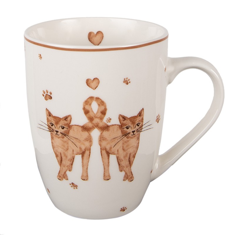 KCSMU Mug 350 ml White Brown Porcelain Cats Tea Mug