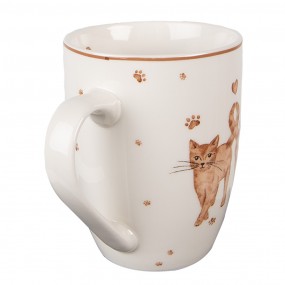 2KCSMU Mug 350 ml White Brown Porcelain Cats Tea Mug