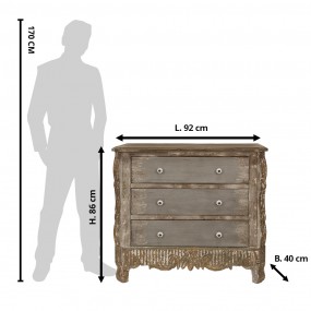 25H0677 Dresser 92x40x86 cm Brown Beige Wood Chest of Drawers
