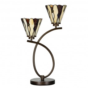 25LL-6315 Lampada da tavolo Tiffany 46x28x63 cm Beige Vetro Lampada da scrivania Tiffany