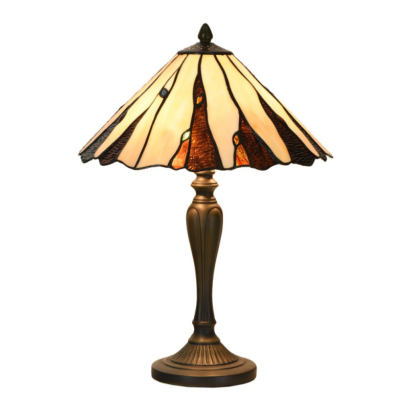 5LL-6317 Lampada da tavolo Tiffany Ø 35x53 cm Beige Vetro Lampada da scrivania Tiffany