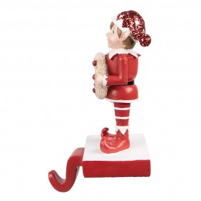 26PR4900 Crochet chaussette de Noël Elfe 20 cm Rouge Polyrésine