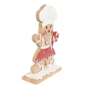 26PR4903 Statuetta decorativa di Natale Uomo di pan di zenzero 22 cm Marrone Poliresina