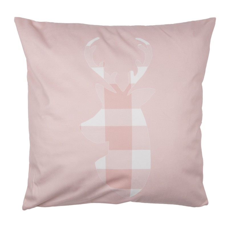 SWC20 Cushion Cover 45x45 cm Pink White Polyester Deer Pillow Cover