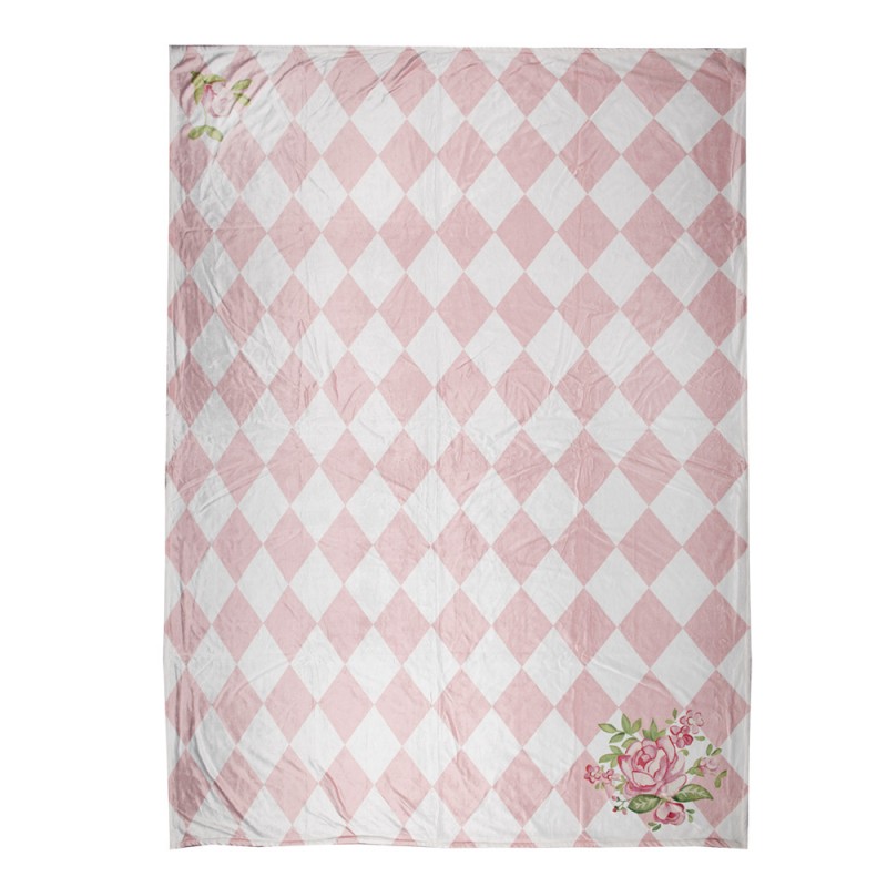 SWR60 Couverture 130x170 cm Rose Blanc Polyester Plaid