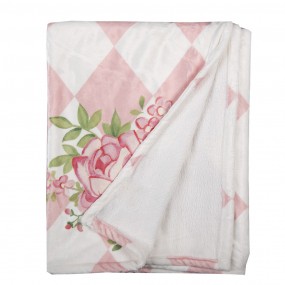 2SWR60 Throw Blanket 130x170 cm Pink White Polyester Blanket